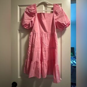 Express Pink Puff Sleeve Midi Dress